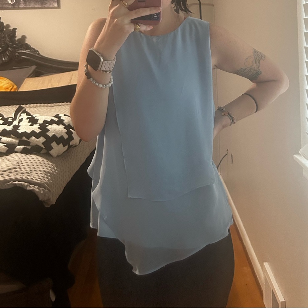Calvin Klein Light Blue Layered Chiffon Blouse
Size: xs